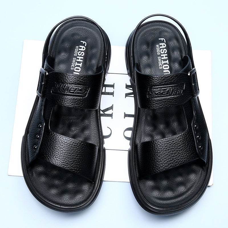 Soft Leather Men's Casual Beach Shoes Latex Pad