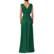 Solid Color And V-neck High Waist Wide Leg Jumpsuit