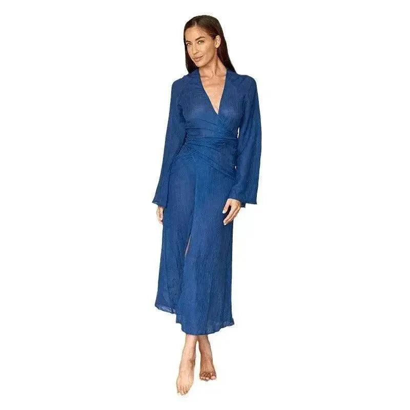 Women's Solid Color Midriff Beach Bikini Cover-Up Blouse – 3 Colors