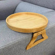 Solid Wood Round Storage Bamboo With Legs Sofa Arm Foldable Tray Table