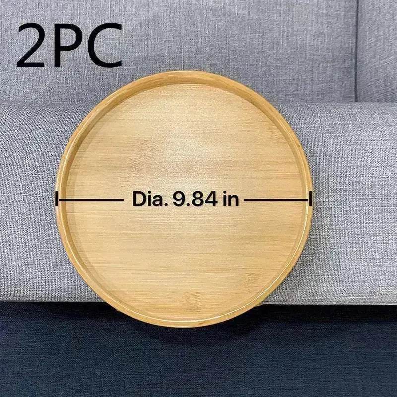 Solid Wood Round Storage Bamboo With Legs Sofa Arm Foldable Tray Table