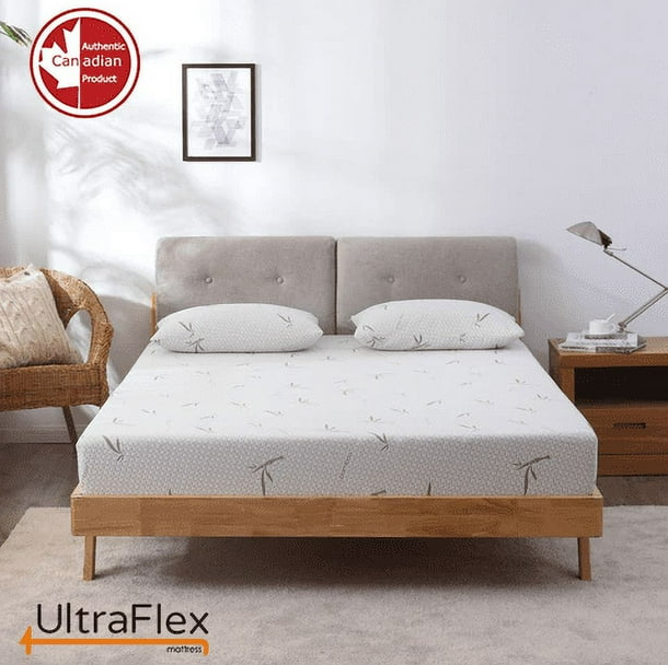 UltraFlex® SolidSleep- Canadian-Made FIRM Gel Infused Reversible Comfort With Pressure Relief, Cooling Technology, Bamboo Cover, CertiPUR-US® Certified Foam (Made in Canada)