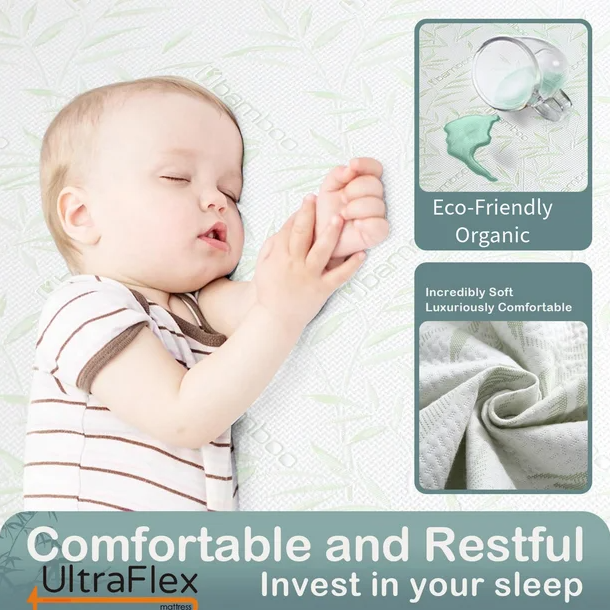 UltraFlex® SolidSleep- Canadian-Made FIRM Gel Infused Reversible Comfort With Pressure Relief, Cooling Technology, Bamboo Cover, CertiPUR-US® Certified Foam (Made in Canada)