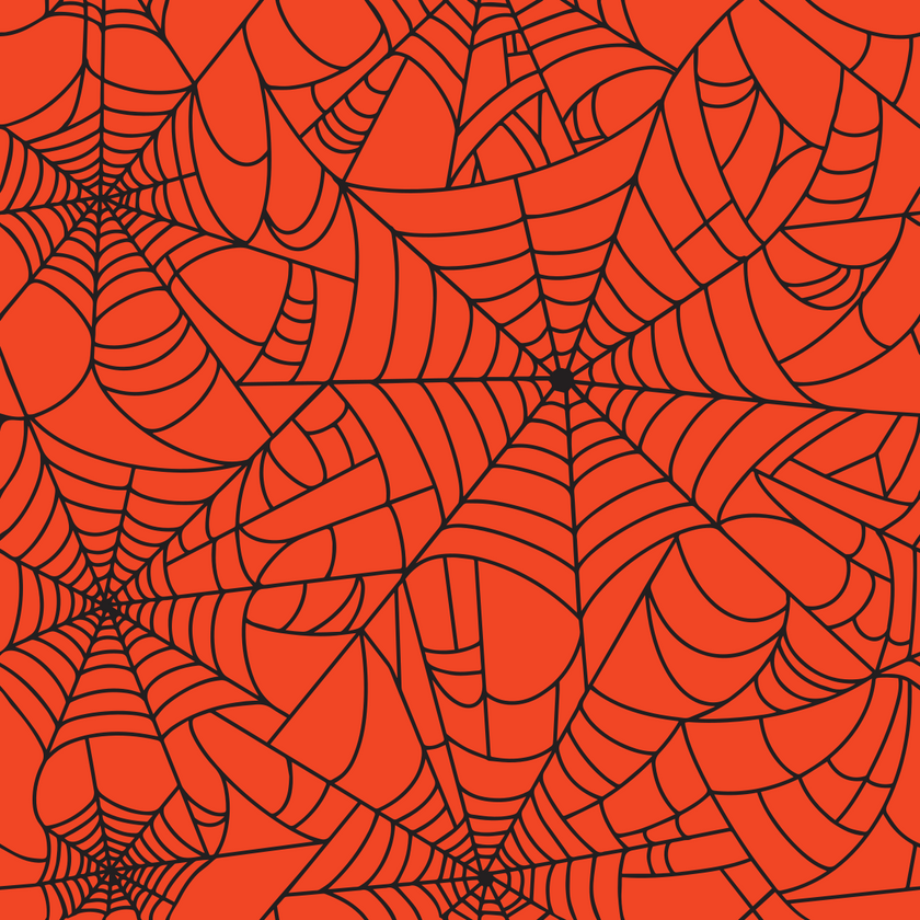 Halloween Black Spider Web on Orange Background Prints Adhesive Vinyl