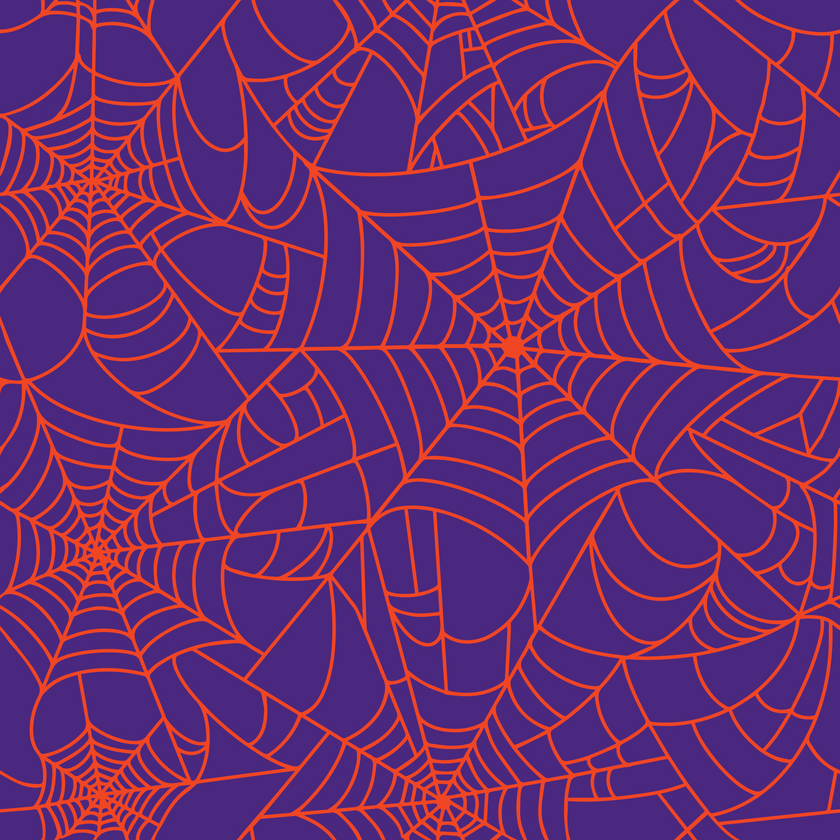 Halloween Orange Spider Web on Purple Background Prints Adhesive Vinyl