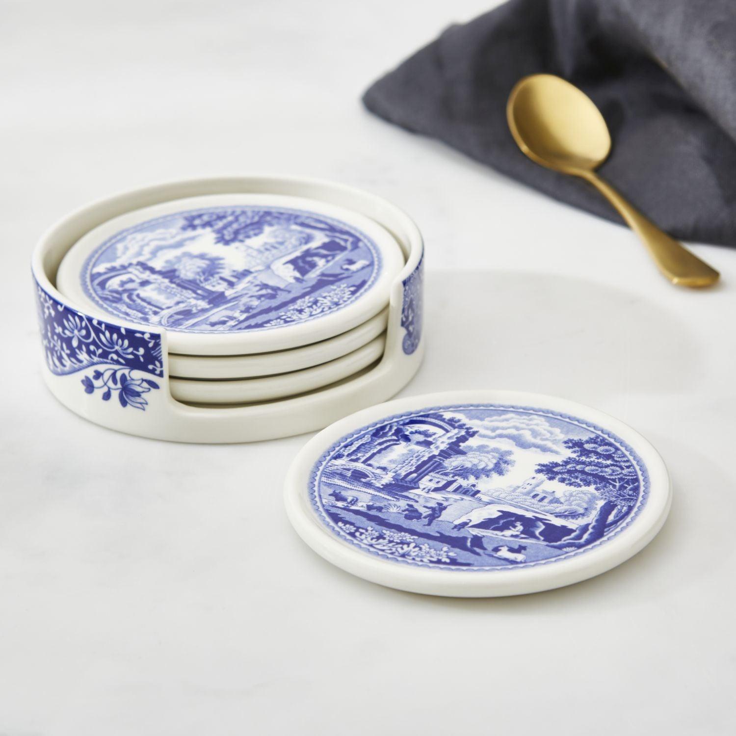 Spode - Blue Italian - Dessous de verre en céramique avec support | 3,75 pouces