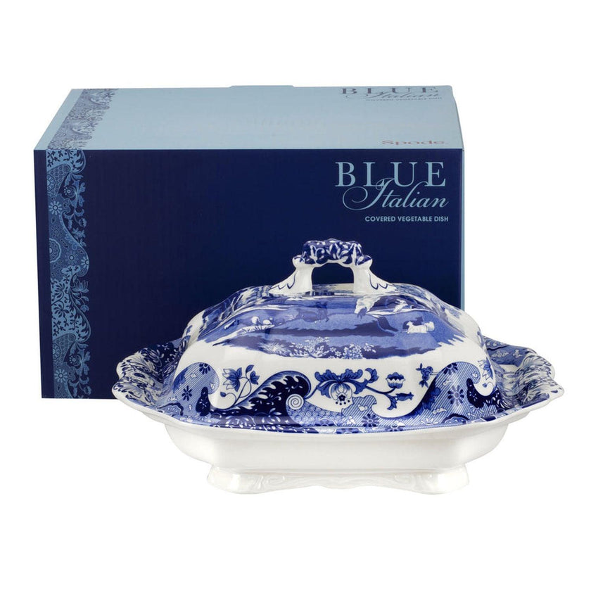 Spode - Blue Italian - Covered Vegetable Dish | 12 In