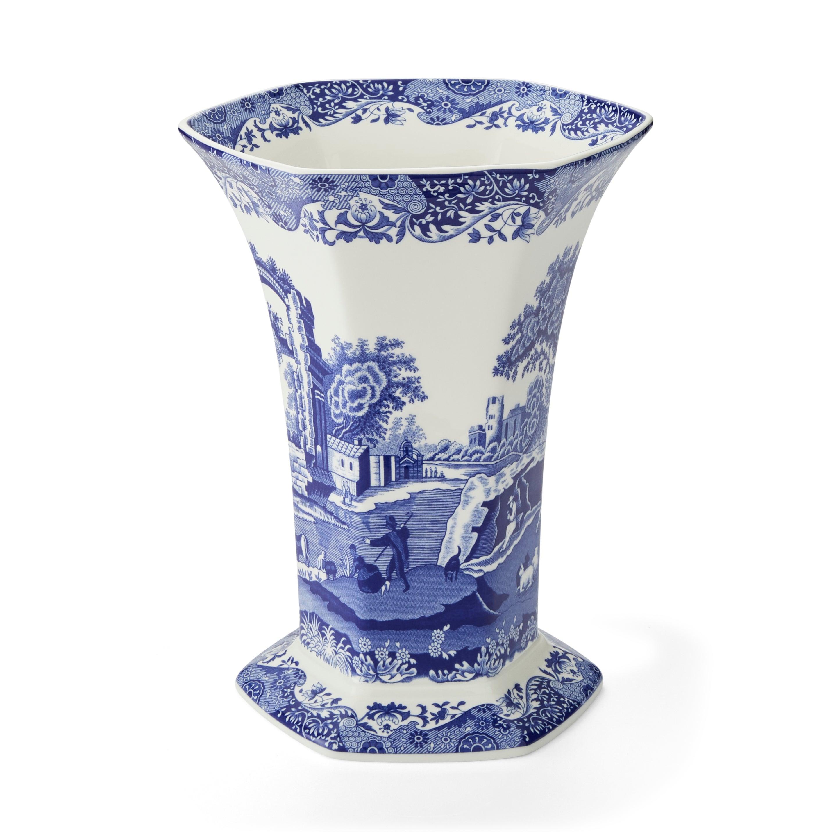 Spode - Blue Italian - Hexagonal Vase | 10.5 In