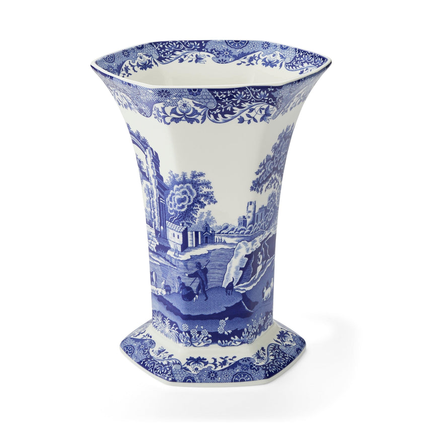 Spode - Blue Italian - Hexagonal Vase | 10.5 In