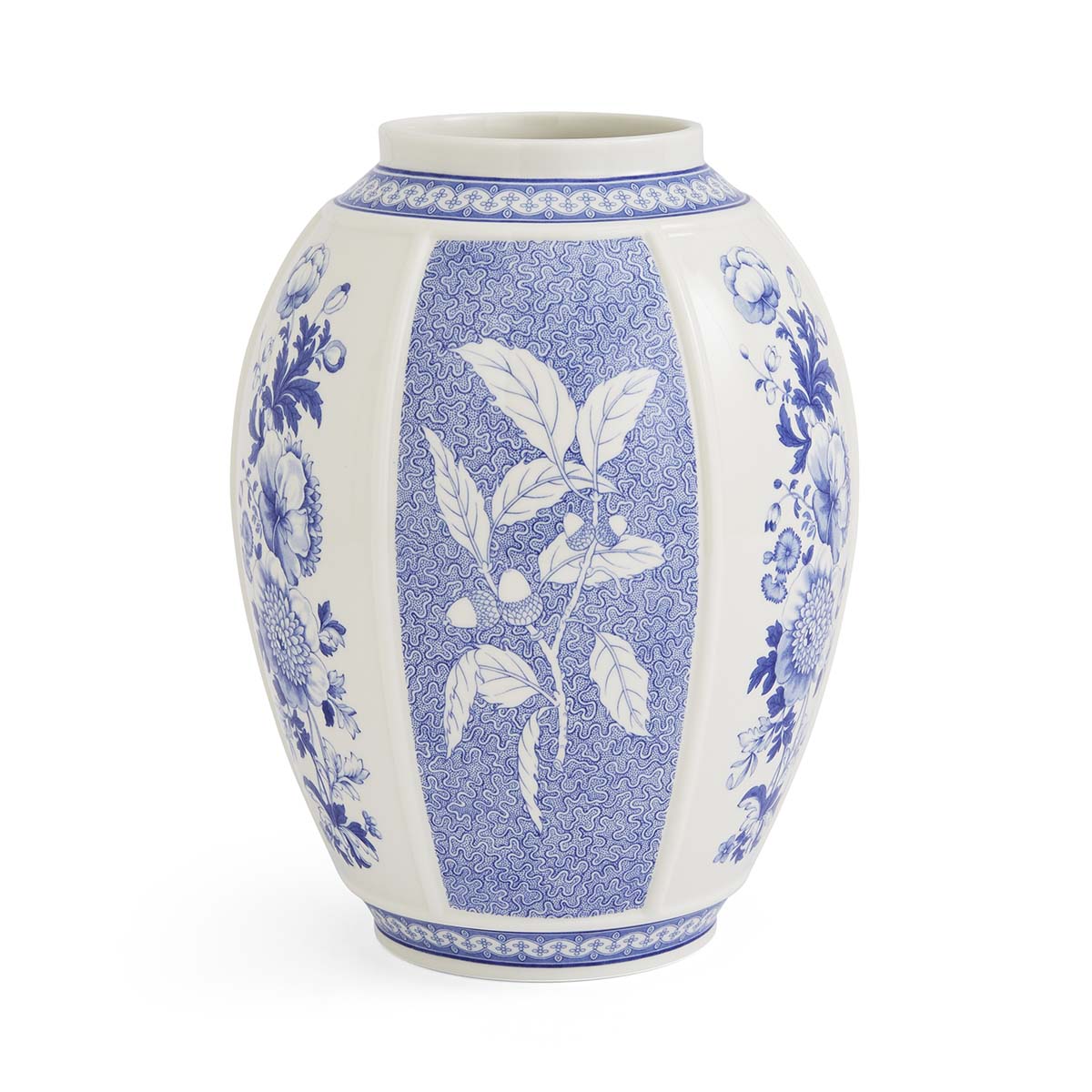 Spode - Blue Italian - Panel Vase 10 British Flowers