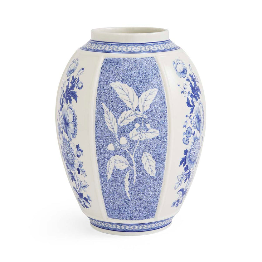 Spode - Blue Italian - Panel Vase 10 British Flowers