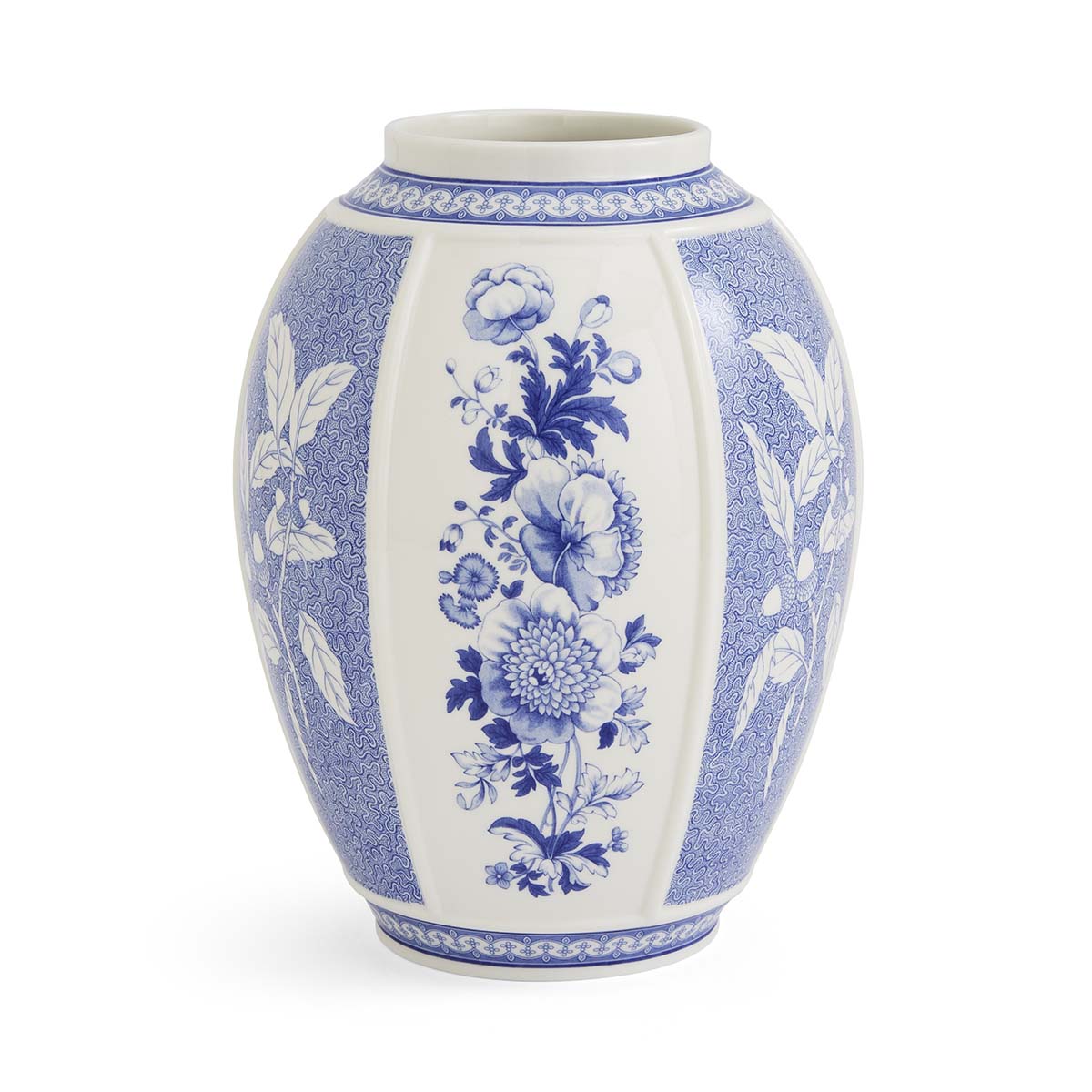 Spode - Blue Italian - Panel Vase 10 British Flowers