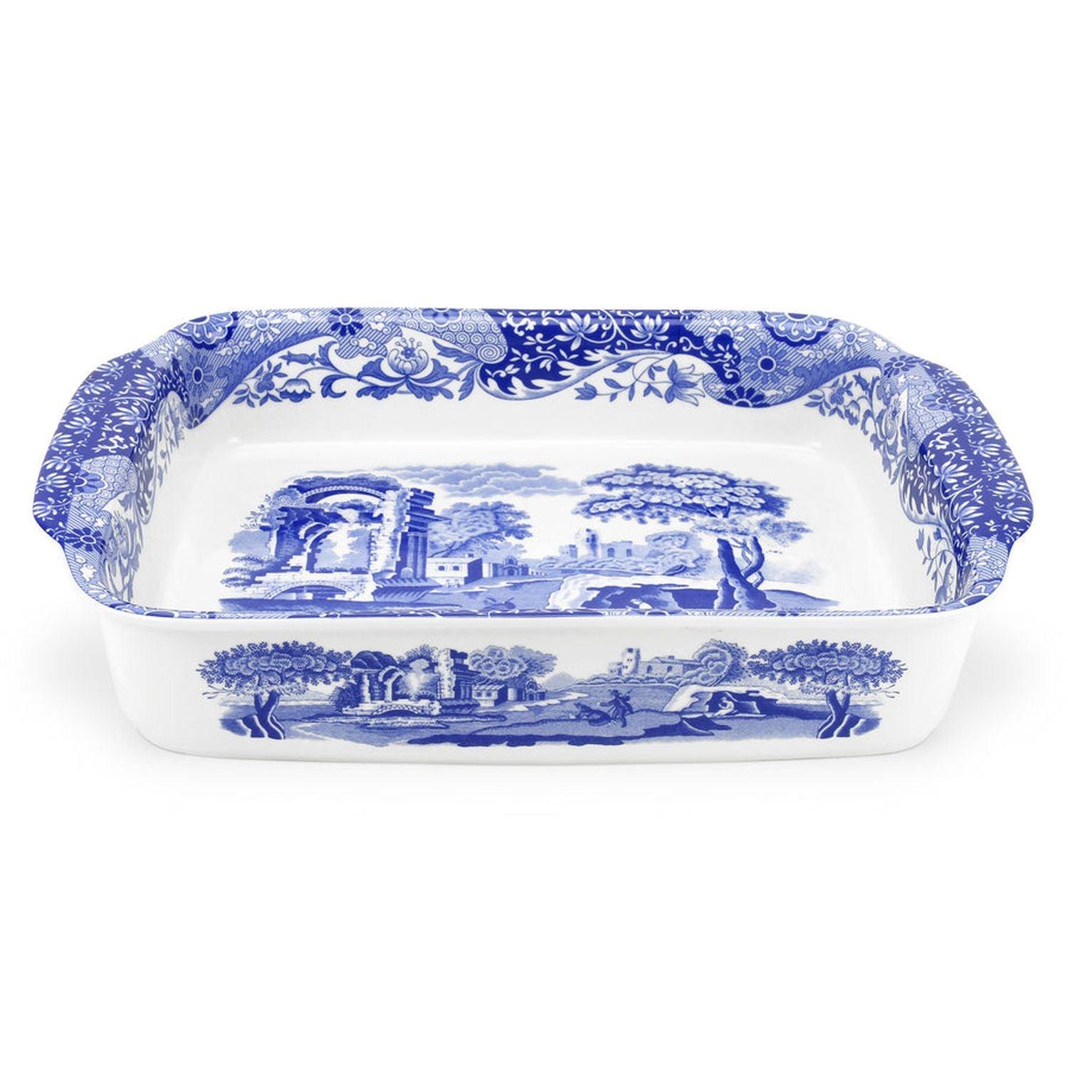 Spode - Blue Italian - Rectangular Handled Dish | 15 x 12 Inches