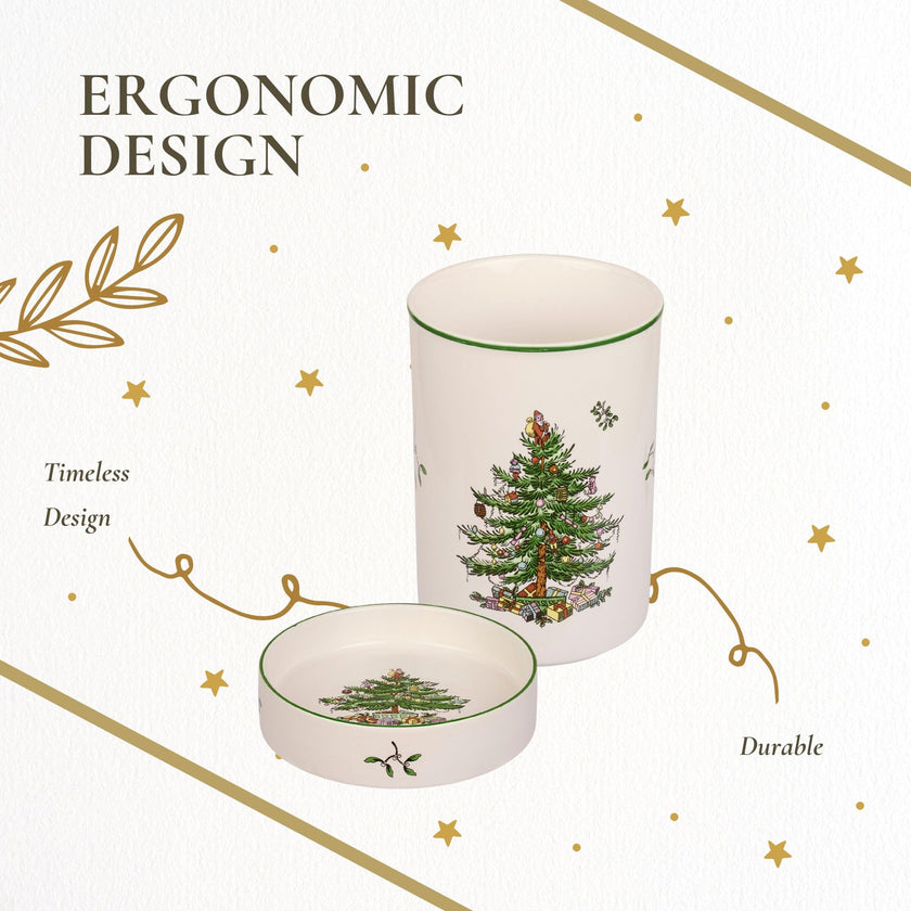 Spode - Christmas Tree - 2Pc Wine Chiller & Coaster Set