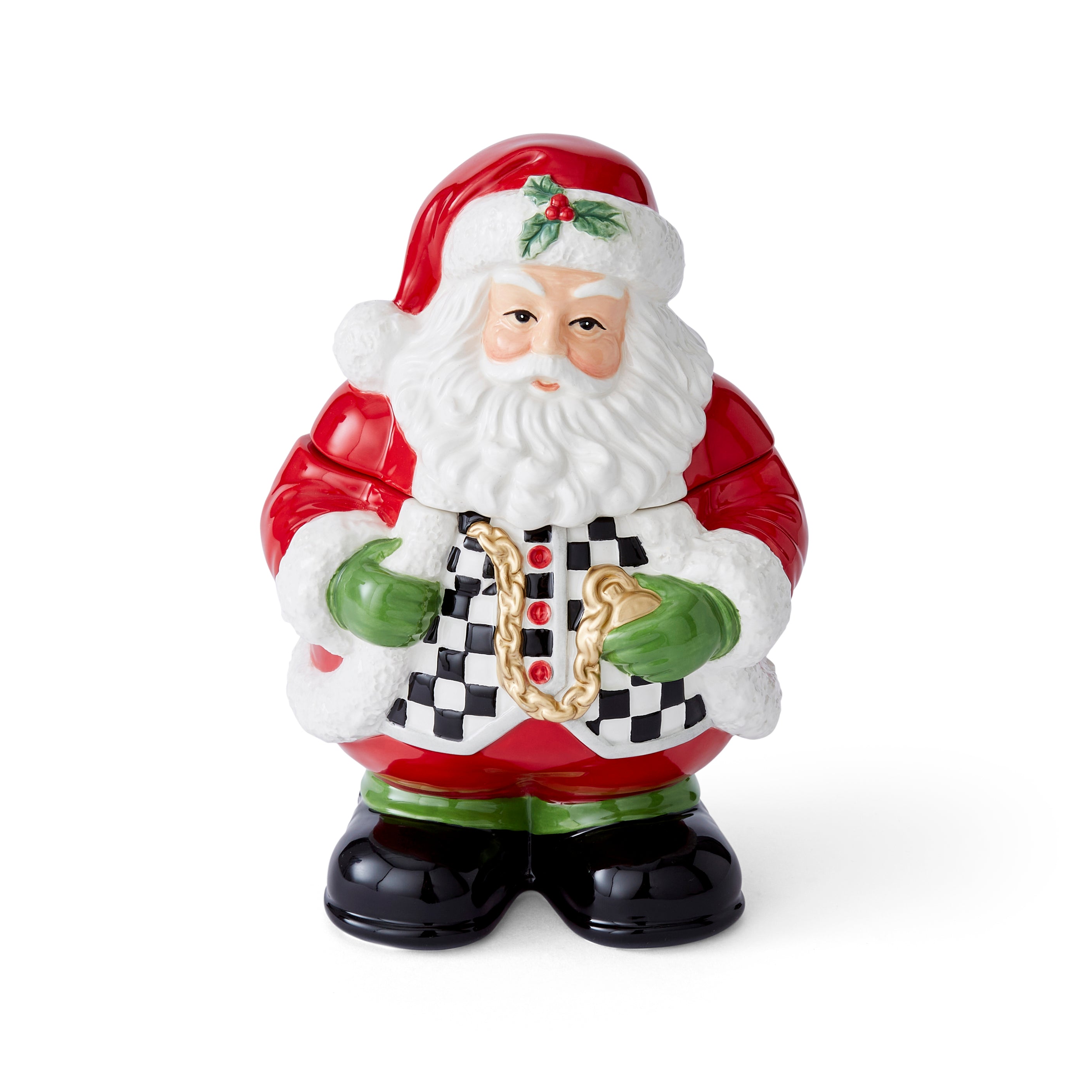 Spode - Christmas Tree - Figural Black & White Santa Candy Jar