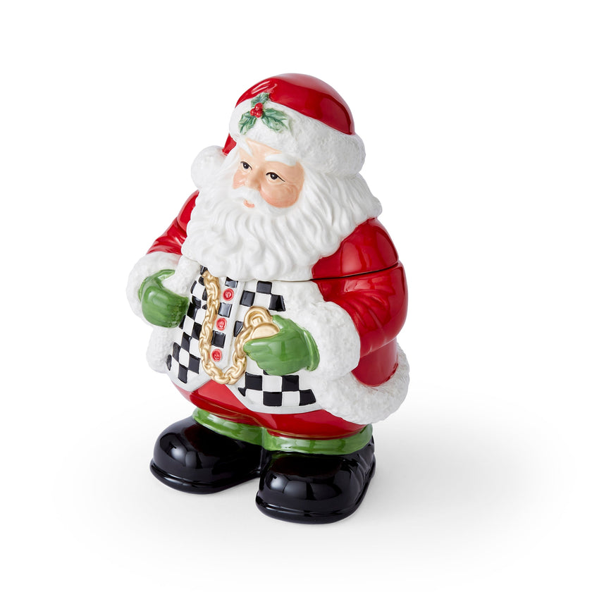 Spode - Christmas Tree - Figural Black & White Santa Candy Jar