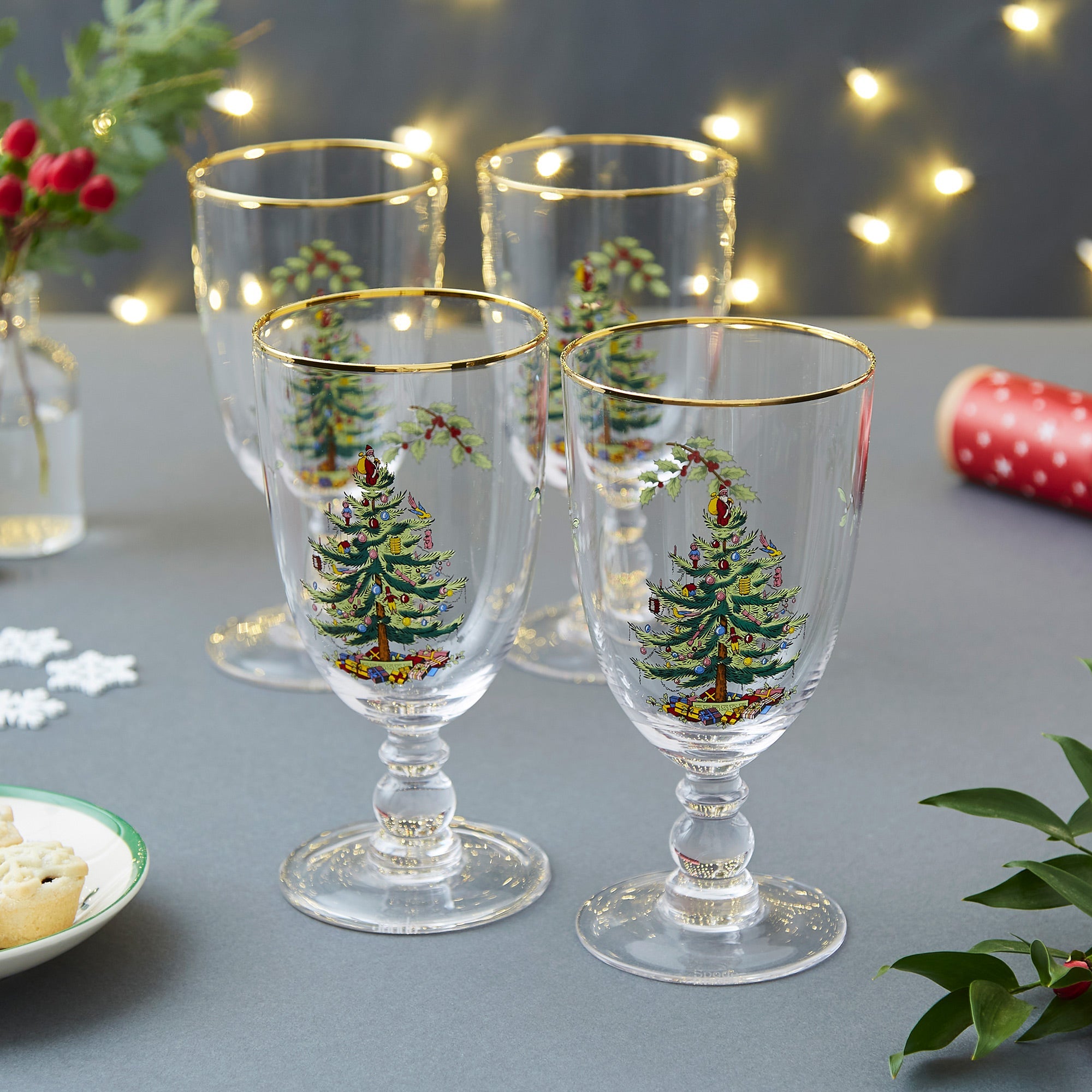 Spode - Arbre de Noël - Goblets sur pied (lot de 4) | 16 oz