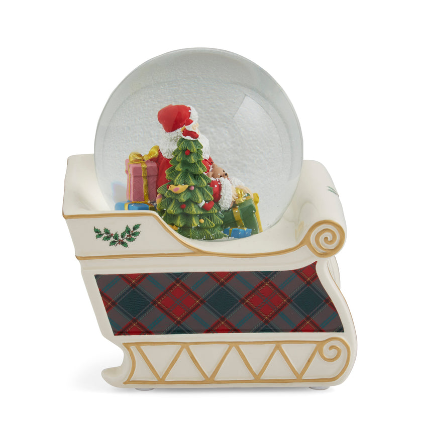 Spode - Sapin de Noël - Boule à neige avec traîneau du Père Noël | 6,5 pouces