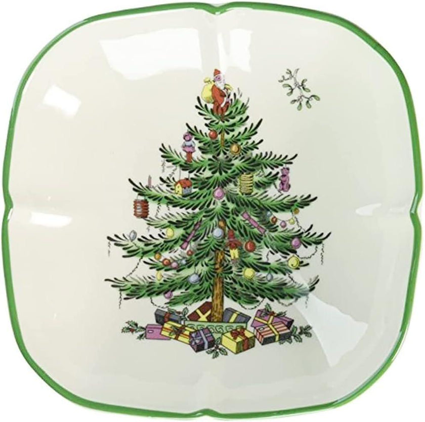 Spode - Christmas Tree - Sculpted Square Dish | 5 Inch