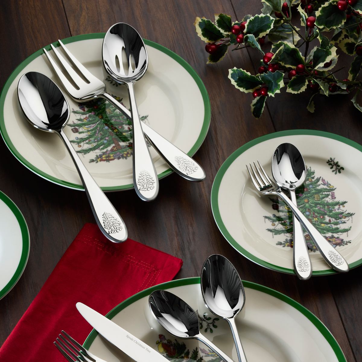 Spode - Christmas Tree - Slotted Spoon 10 Inch