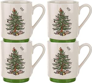Spode - Christmas Tree - Stacking Mugs (Set of 4) | 12 Oz