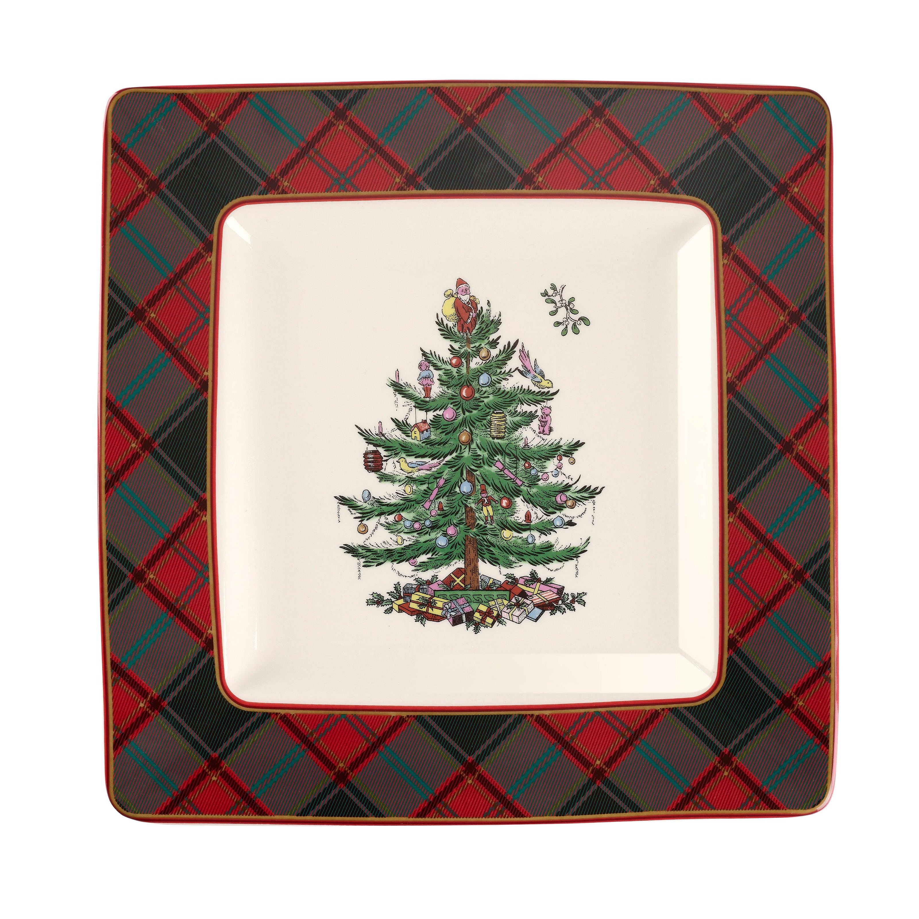 Spode - Christmas Tree - Tartan 10 Inch Square Platter