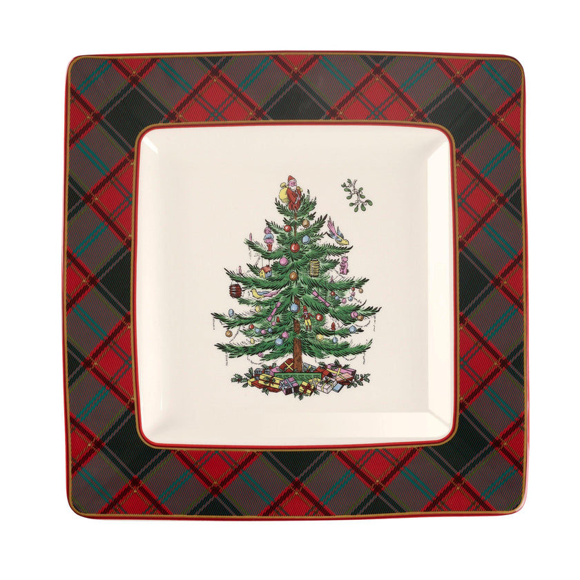 Spode - Christmas Tree - Tartan 10 Inch Square Platter