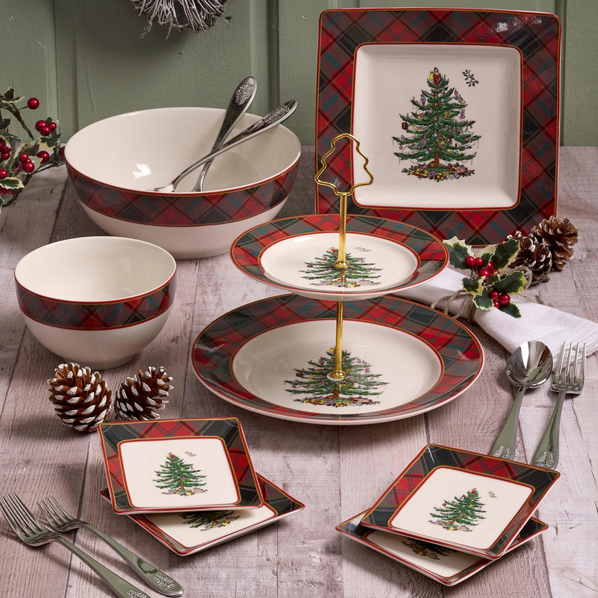 Spode - Christmas Tree - Tartan 10 Inch Square Platter