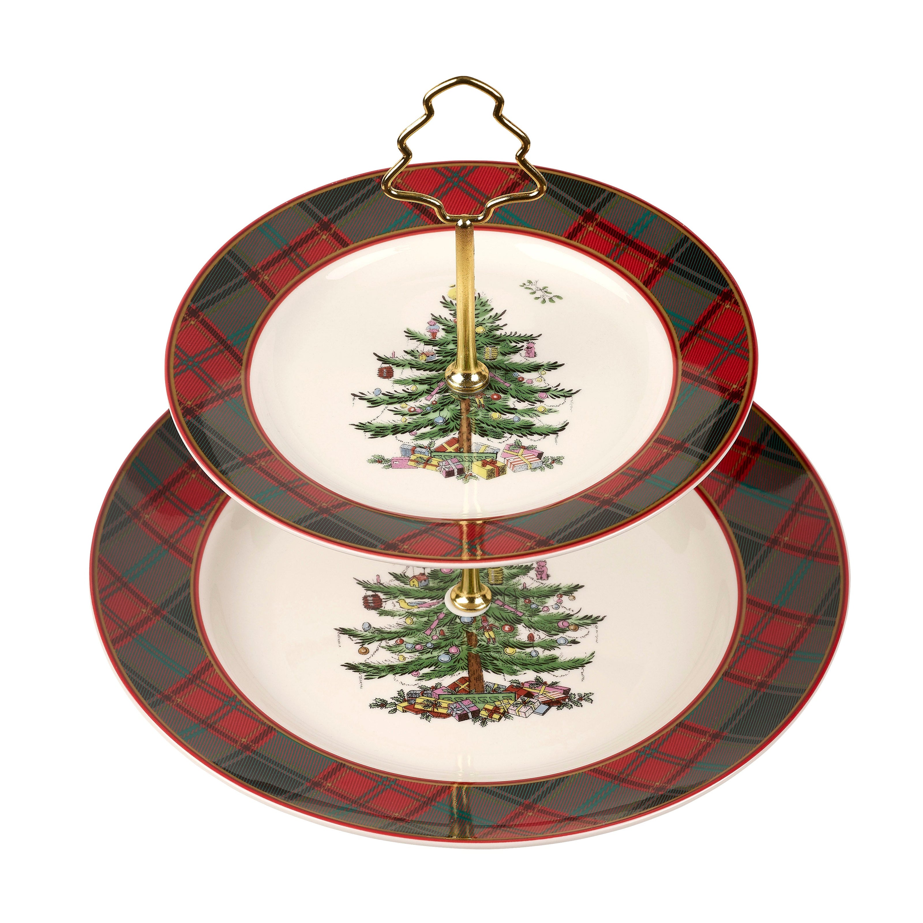 Spode - Christmas Tree - Tartan 2 Tiered Server | 10 Inch