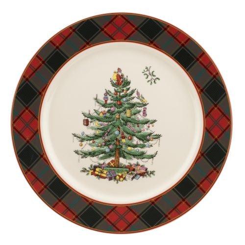 Spode - Arbre de Noël - Assiette de service à carreaux écossais