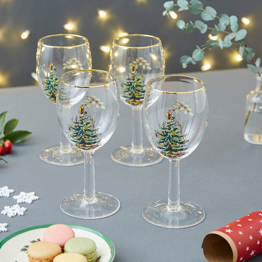 Spode - Arbre de Noël - Verres à vin (lot de 4) | 13 Oz