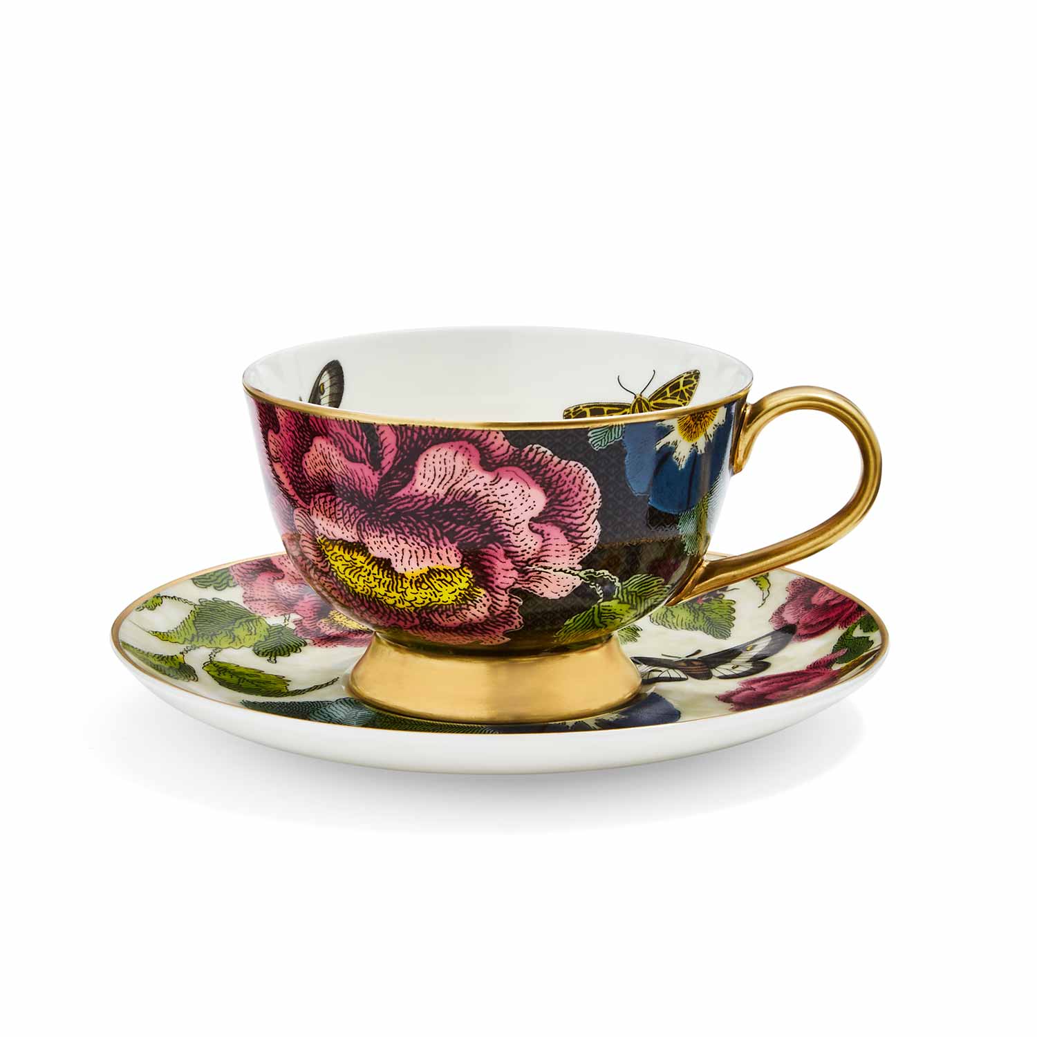 Spode - Creatures of Curiosity - Teacup & Saucer Coupe (Black/Cream)