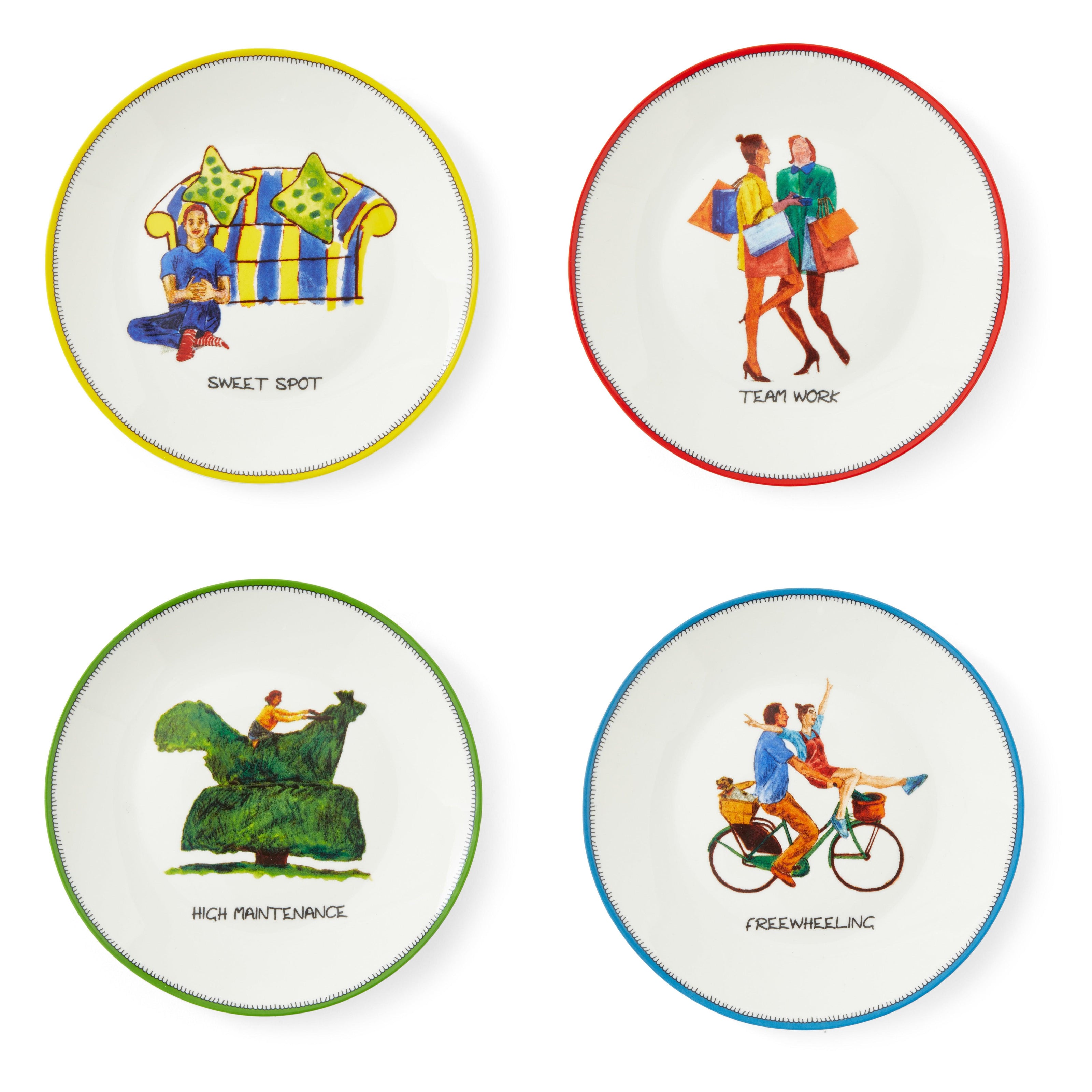 Spode - Kit Kemp Doodles Tidbit Plate (Set of 4) | 6 Inch