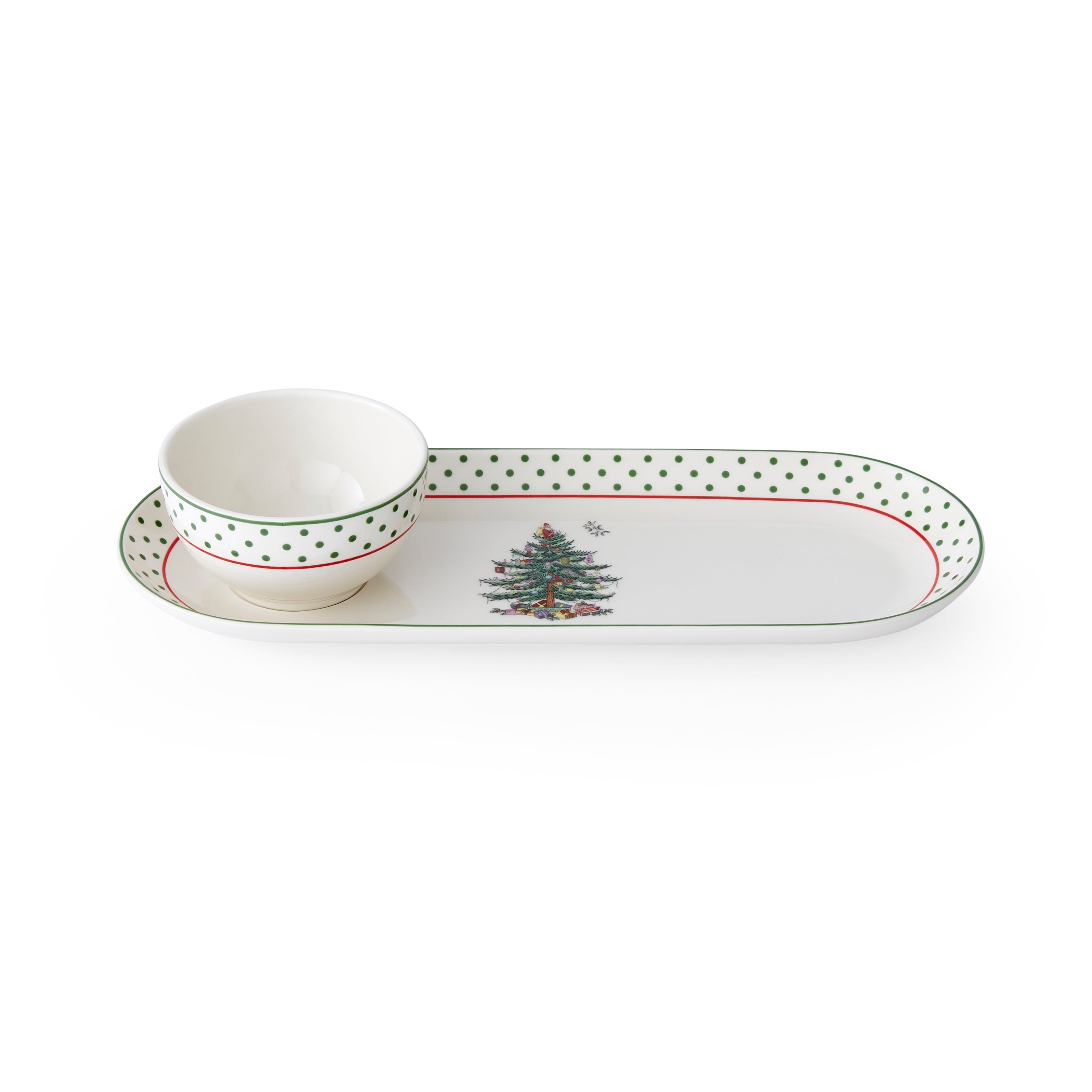 Spode - Assiette à trempette ovale à pois
