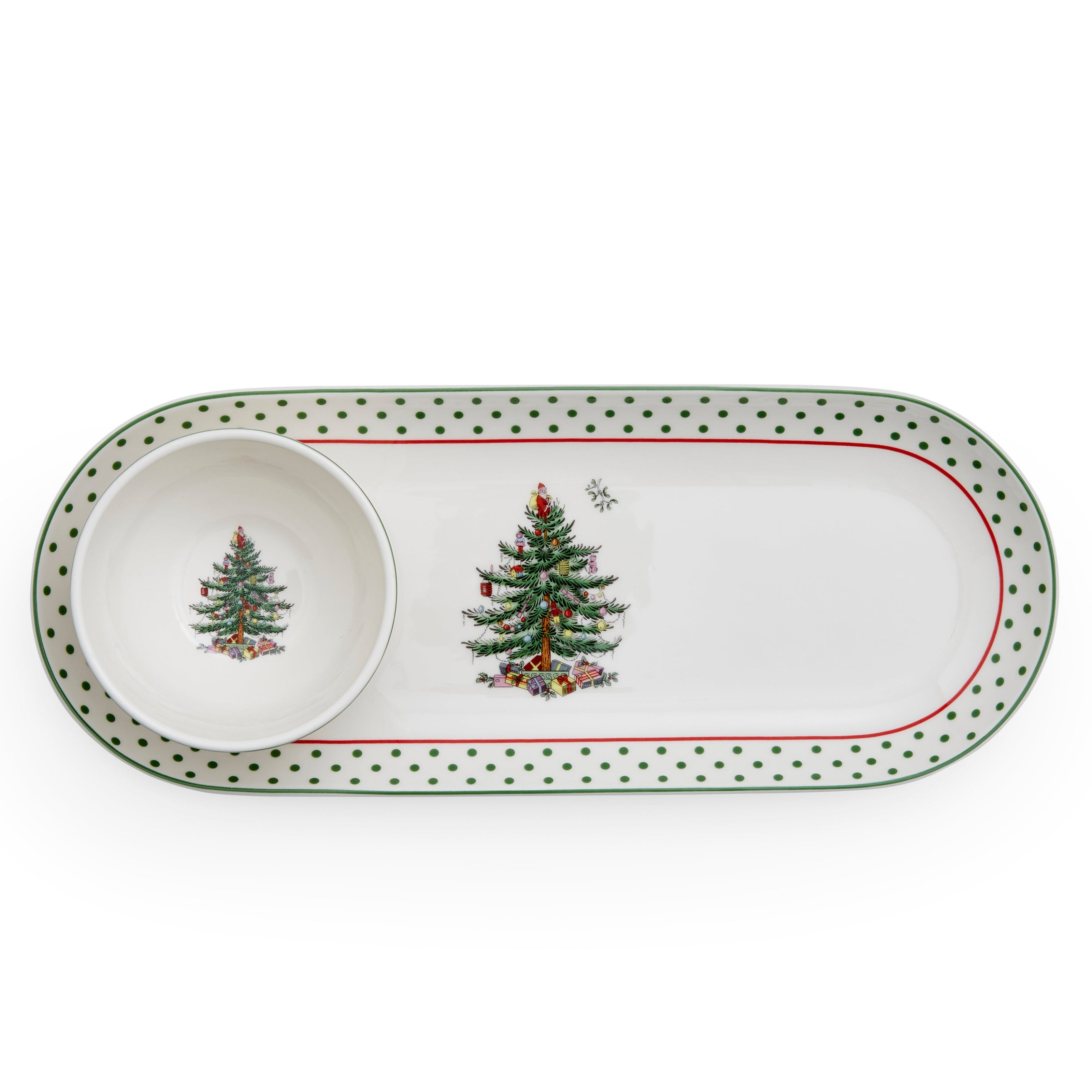 Spode - Assiette à trempette ovale à pois