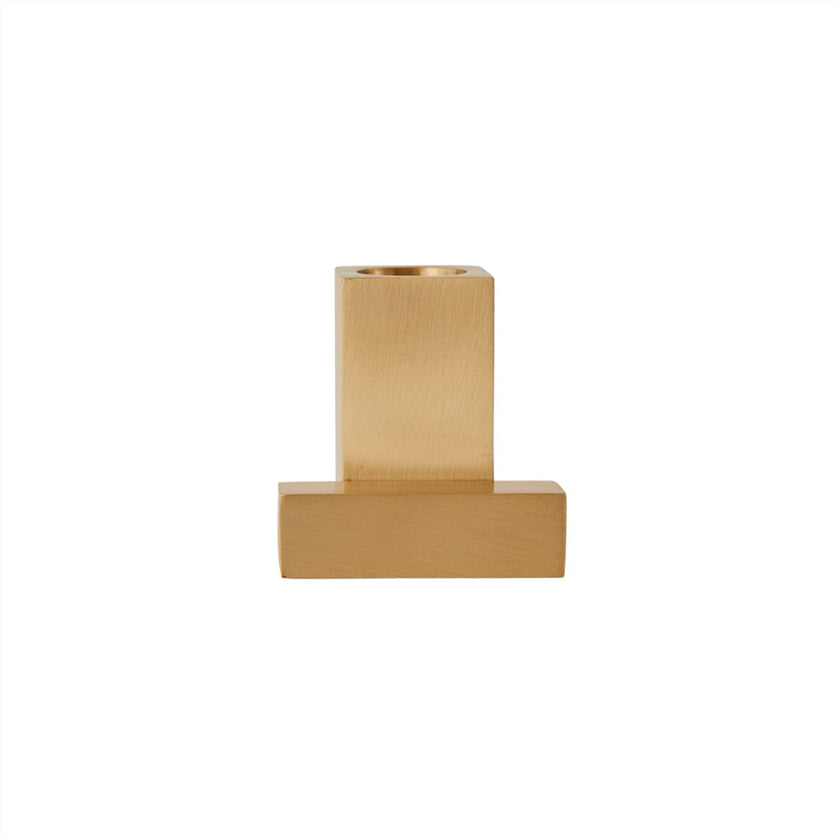 Square Candleholder - Solid Brass - Brushed Brass