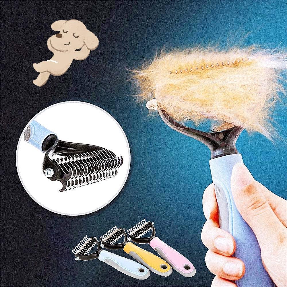 Double-Sided Pet Dematting & Grooming Brush – Stainless Steel Hair Removal Comb for Dogs & Cats | Deshedding Tool