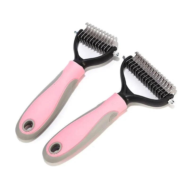 Double-Sided Pet Dematting & Grooming Brush – Stainless Steel Hair Removal Comb for Dogs & Cats | Deshedding Tool