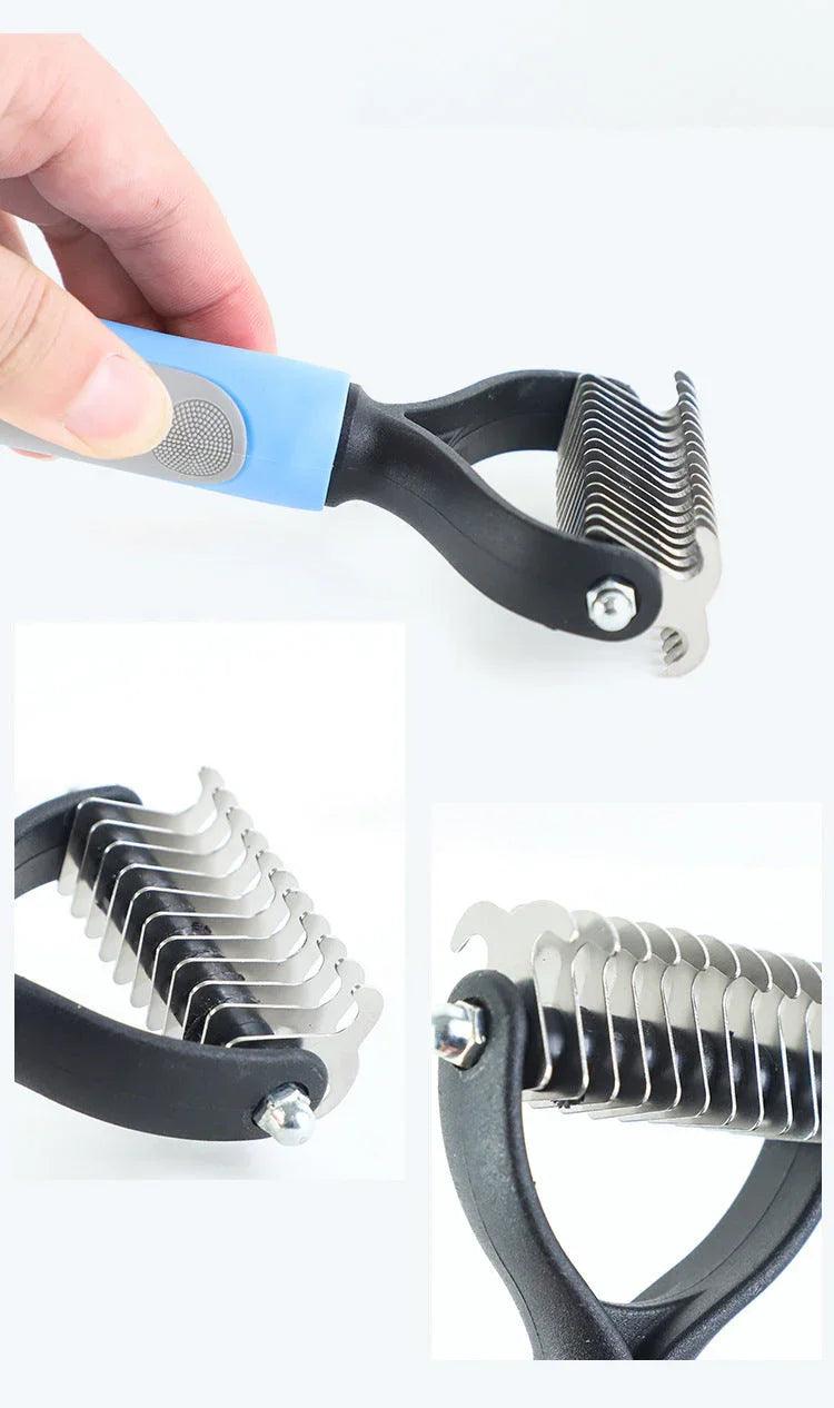 Double-Sided Pet Dematting & Grooming Brush – Stainless Steel Hair Removal Comb for Dogs & Cats | Deshedding Tool