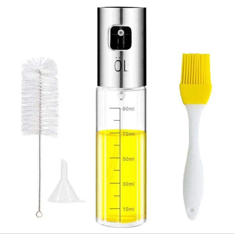 Olive Oil Sprayer Bottle, 304 Stainless Steel and Borosilicate Glass, Fine Mist, Air Fryer and BBQ