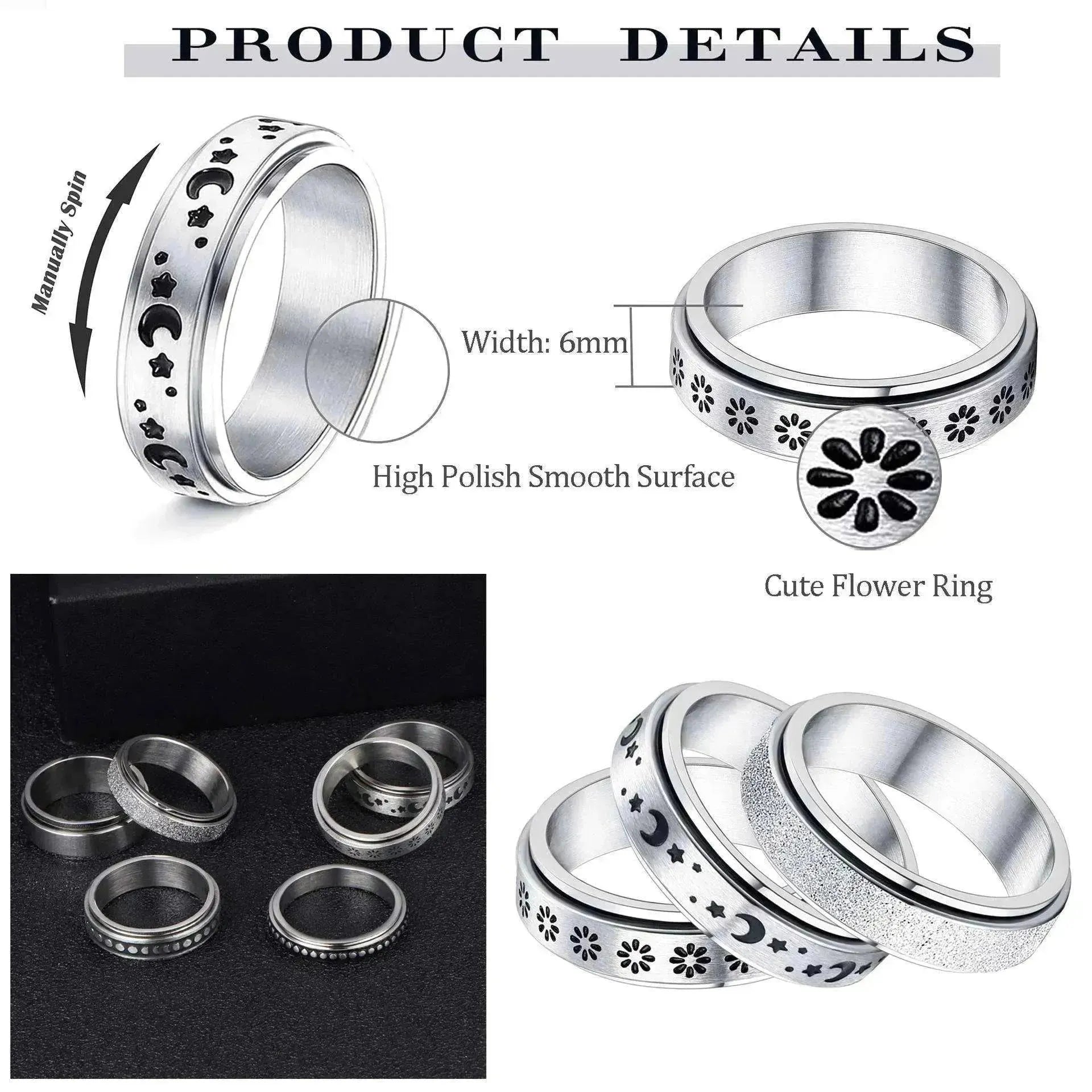 Stainless Steel Rotatable Elegant & Relieve Anxiety Rings
