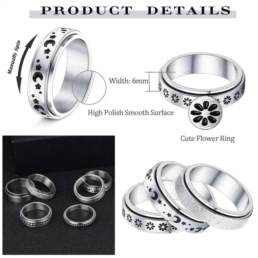 Stainless Steel Rotatable Elegant & Relieve Anxiety Rings