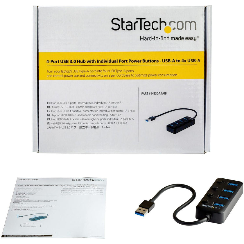 StarTech - 4 Port USB 30 Hub - USB-A to 4x USB 30