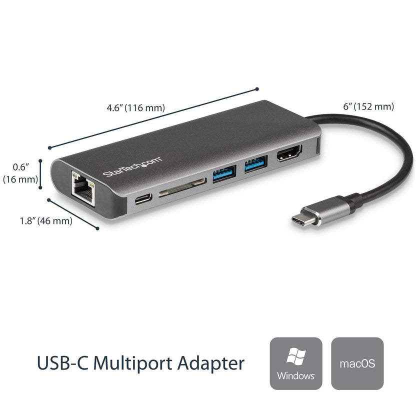 StarTech - Adapter USB-C Multiport 6-in-1 - Silver