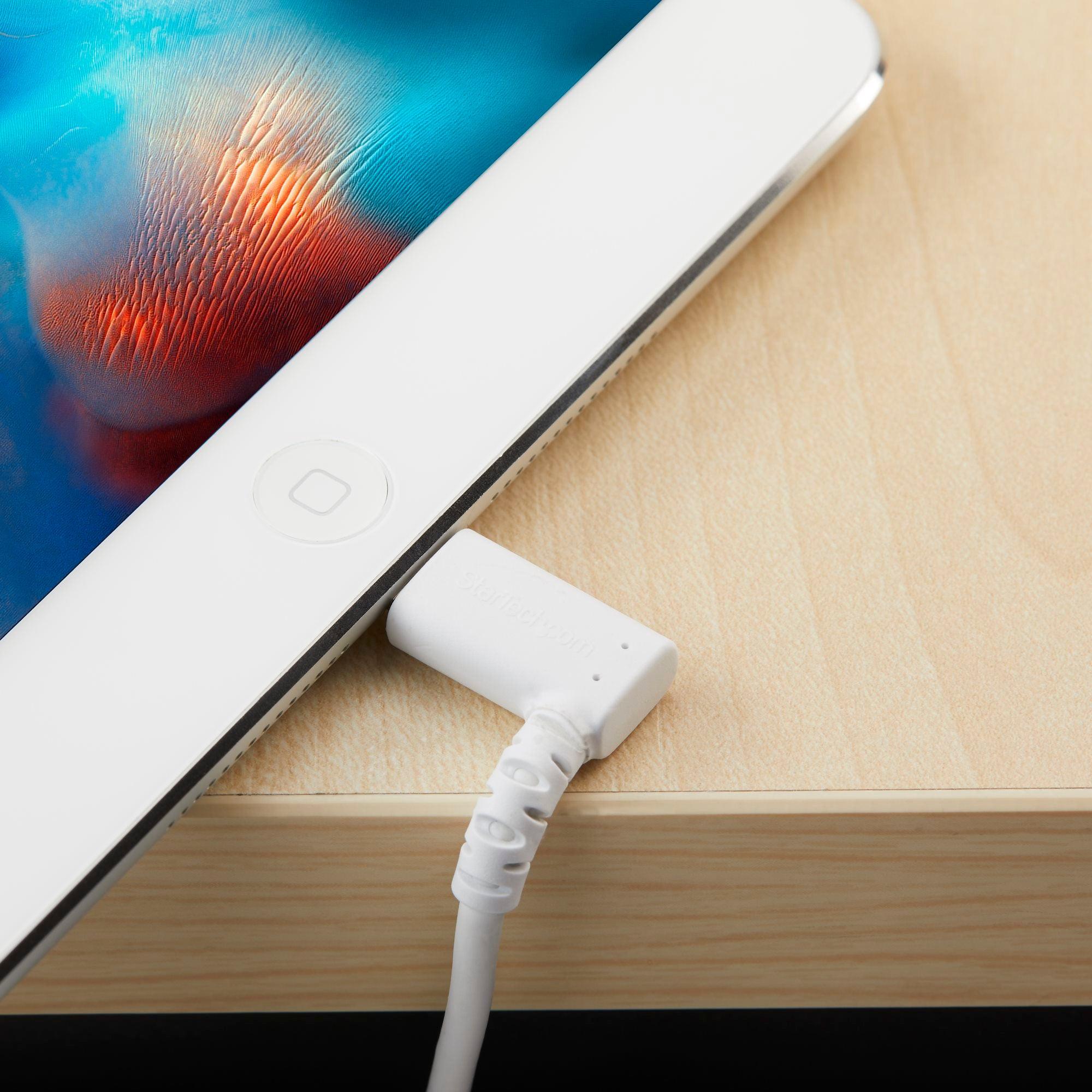 StarTech - Charge & Sync Cable Lightning MFI (Right Angled) to USB-A 6ft Heavy Duty Rugged Aramid Fiber - White