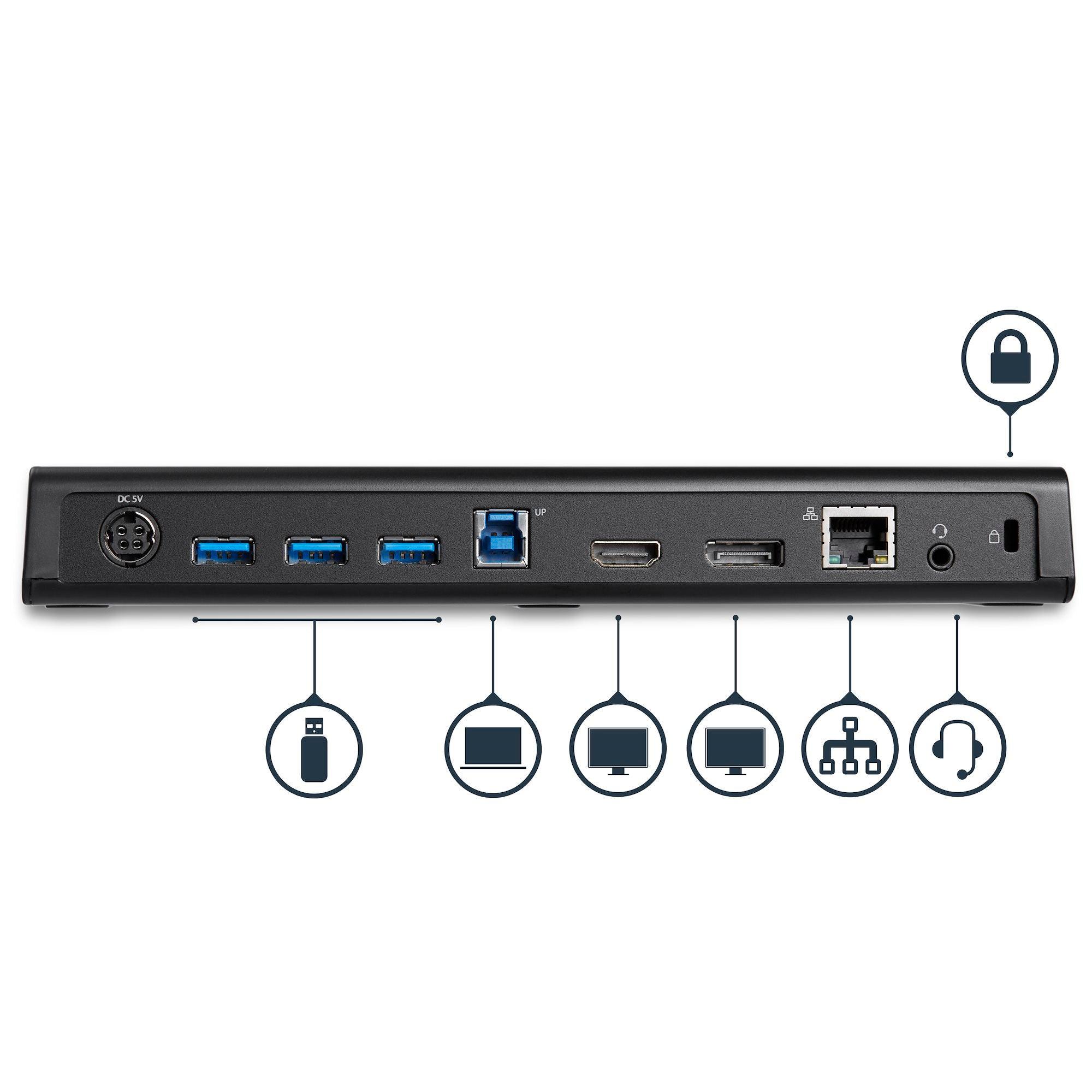 StarTech - Docking Station Dual Monitor USB-A 30 HDMI & 4K - Black