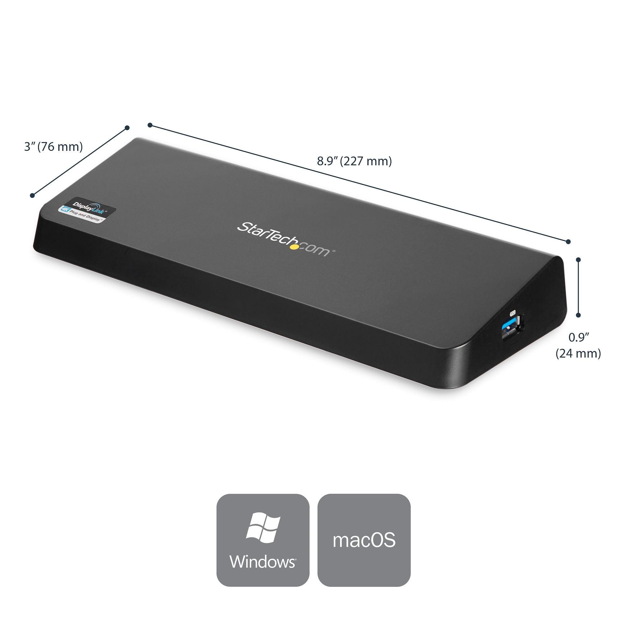 StarTech - Docking Station Dual Monitor USB-A 30 HDMI & 4K - Black