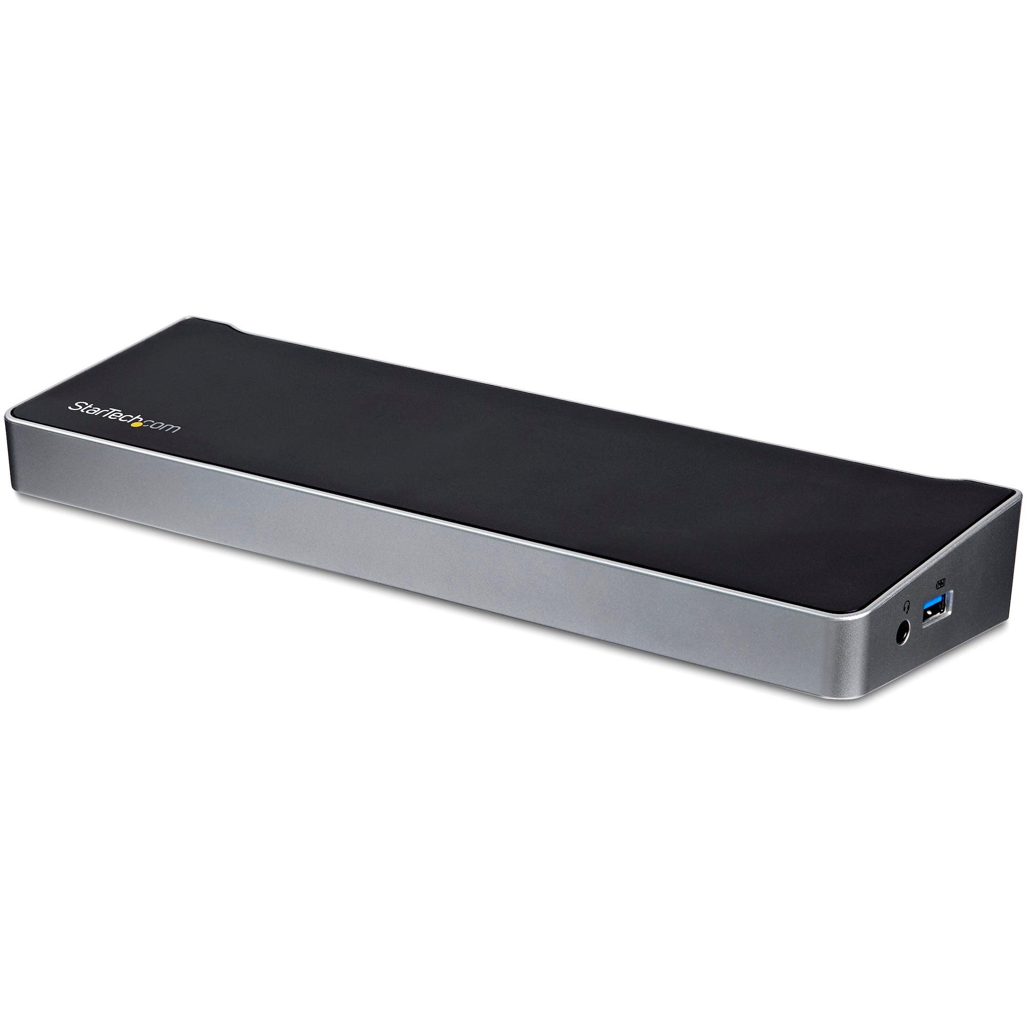 StarTech - Docking Station Triple Monitor USB-A 30 HDMI & 2 DisplayPort PC/Mac - Black & Silver