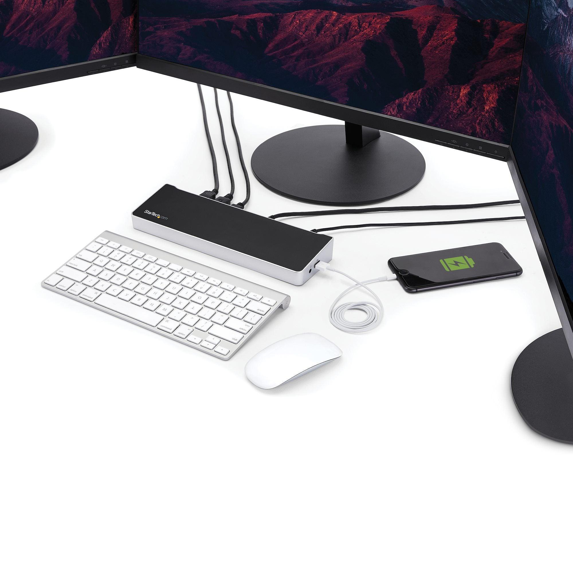 StarTech - Docking Station Triple Monitor USB-C HDMI & 4K DisplayPort - 60w Power Delivery-Piece/Mac/Chrome - Black