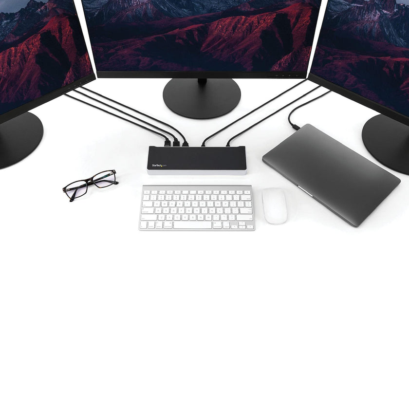 StarTech - Docking Station Triple Monitor USB-C HDMI & 4K DisplayPort - 60w Power Delivery-Piece/Mac/Chrome - Black
